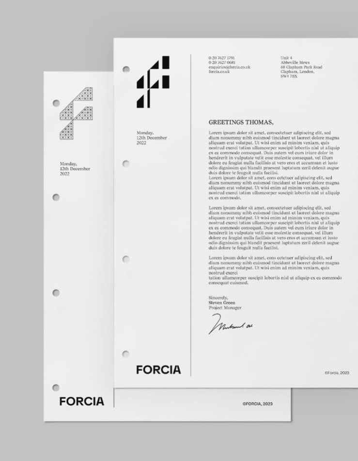 Forcia | Letterhead Design | Steve Edge Design